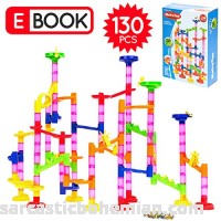 MetroTen Marble Run Toy Maze Ball Game Set for Kids 130 Pieces with 30 Marbles Race Coaster Educational Construction Building Blocks by B078T171DR